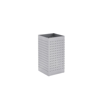 Papeleira quadrada de chapa perfurada totalmente em aço inox escovado