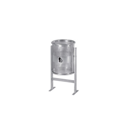 Papeleira de jardim em chapa perfurada totalmente em inox escovado