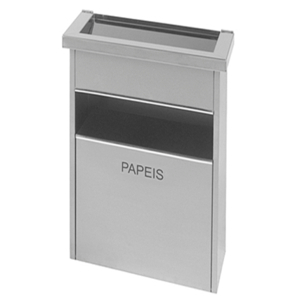 Cinzeiro papeleiro mural XL totalmente em aço inox (escovado ou brilhante)