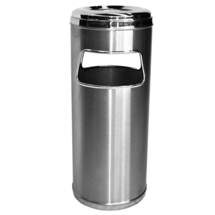 Cinzeiro papeleiro c/ duas aberturas totalmente em aço inox (escovado ou brilhante)