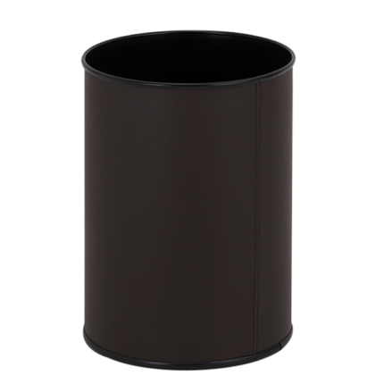 Papeleira redonda com aba superior, em chapa de aço revestida a semi-pele