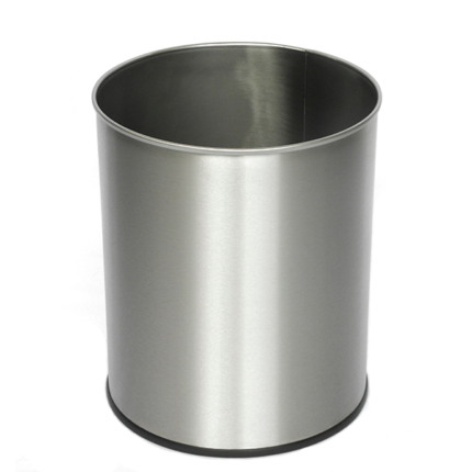 Papeleira redonda com aba superior totalmente em aço inox (escovado ou brilhante)