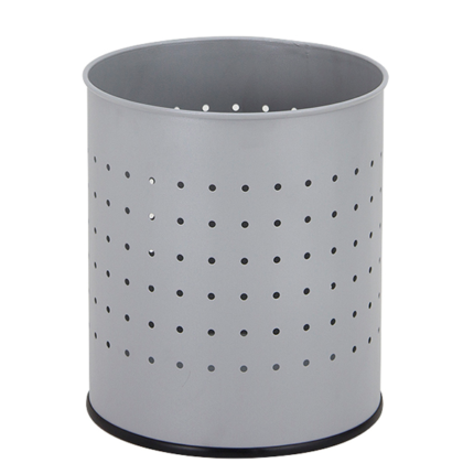 Papeleira redonda com aba superior, em chapa de aço perfurada com pintura epoxy a qualquer cor