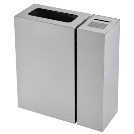 Cinzeiro + papeleiro em bloco totalmente em aço inox