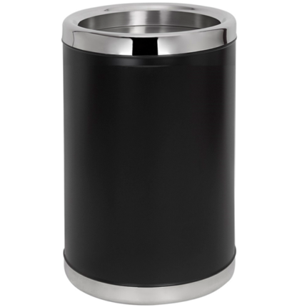 Cinzeiro de exterior de grande capacidade em chapa de aço com pintura epoxy a qualquer cor, cabeça e fundo em aço inox