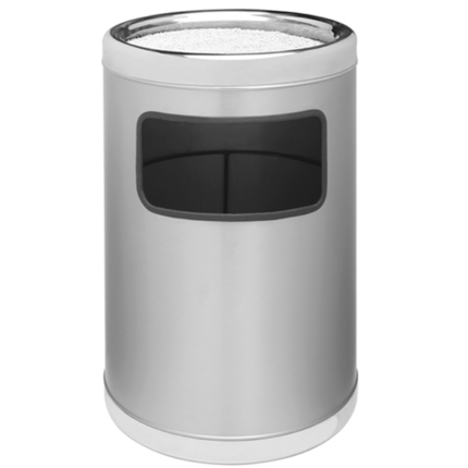Cinzeiro papeleiro com grande capacidade totalmente em aço inox escovado