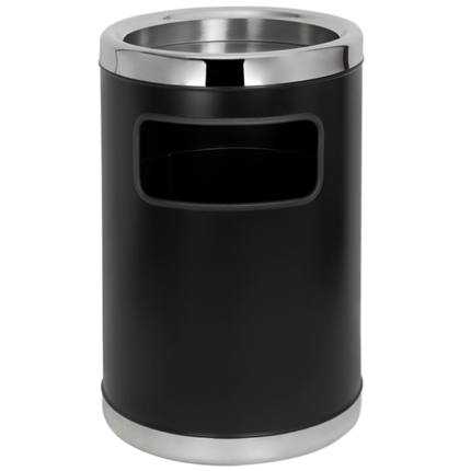 Cinzeiro papeleiro de grande capacidade, corpo em chapa de aço com pintura epoxy a qualquer cor, cabeça e fundo em aço inox