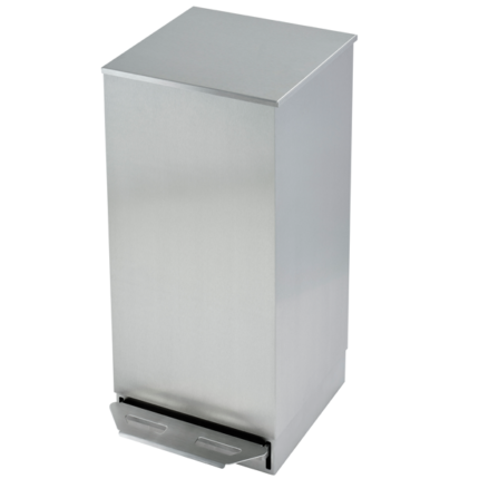 Papeleira totalmente em aço inox escovado, com tampa e pedal