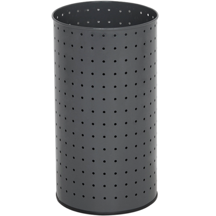 Papeleira alta redonda com aba superior em chapa aço perfurada com pintura epoxy a qualquer cor