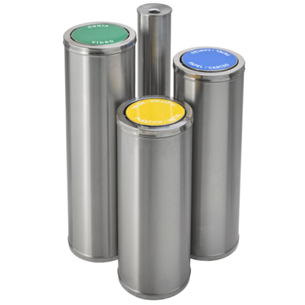 Ecoponto em bloco com cinzeiro em chapa de aço inox escovado