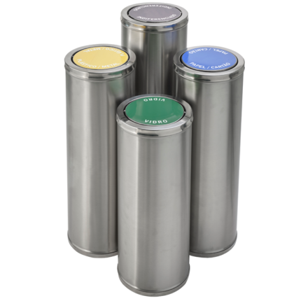 Ecoponto em bloco em chapa de aço inox escovado